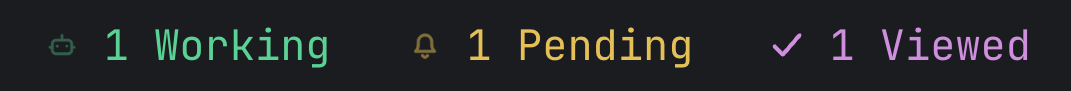 Status bar counters: 1 Working, 1 Pending, 1 Viewed